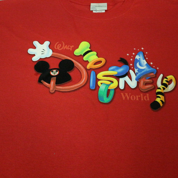 VTG DISNEY WORLD Character Letter Short Sleeve Tee - Picture 2 of 4
